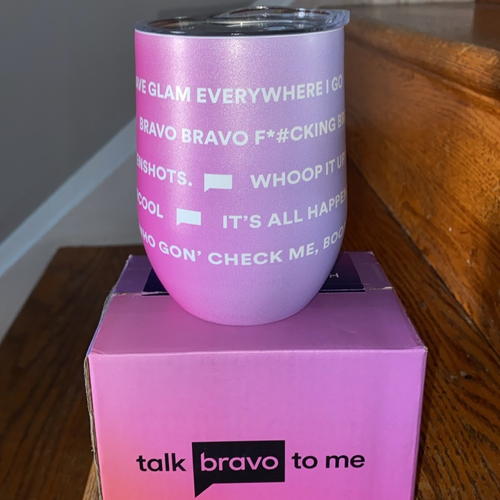 Wine tumbler pink & purple New Insulated tumbler with Bravo quotes